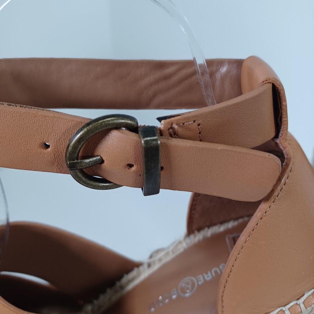 Treasure & Bond Size 7.5 SANNIBEL Tan Leather Jute Wedge Ankle Strap Sandal - Picture 6 of 10